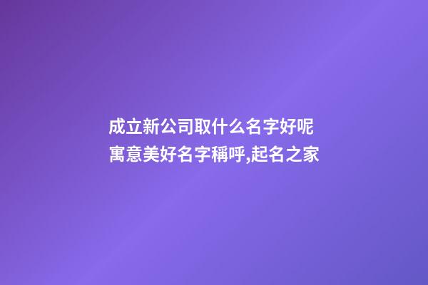 成立新公司取什么名字好呢 寓意美好名字稱呼,起名之家